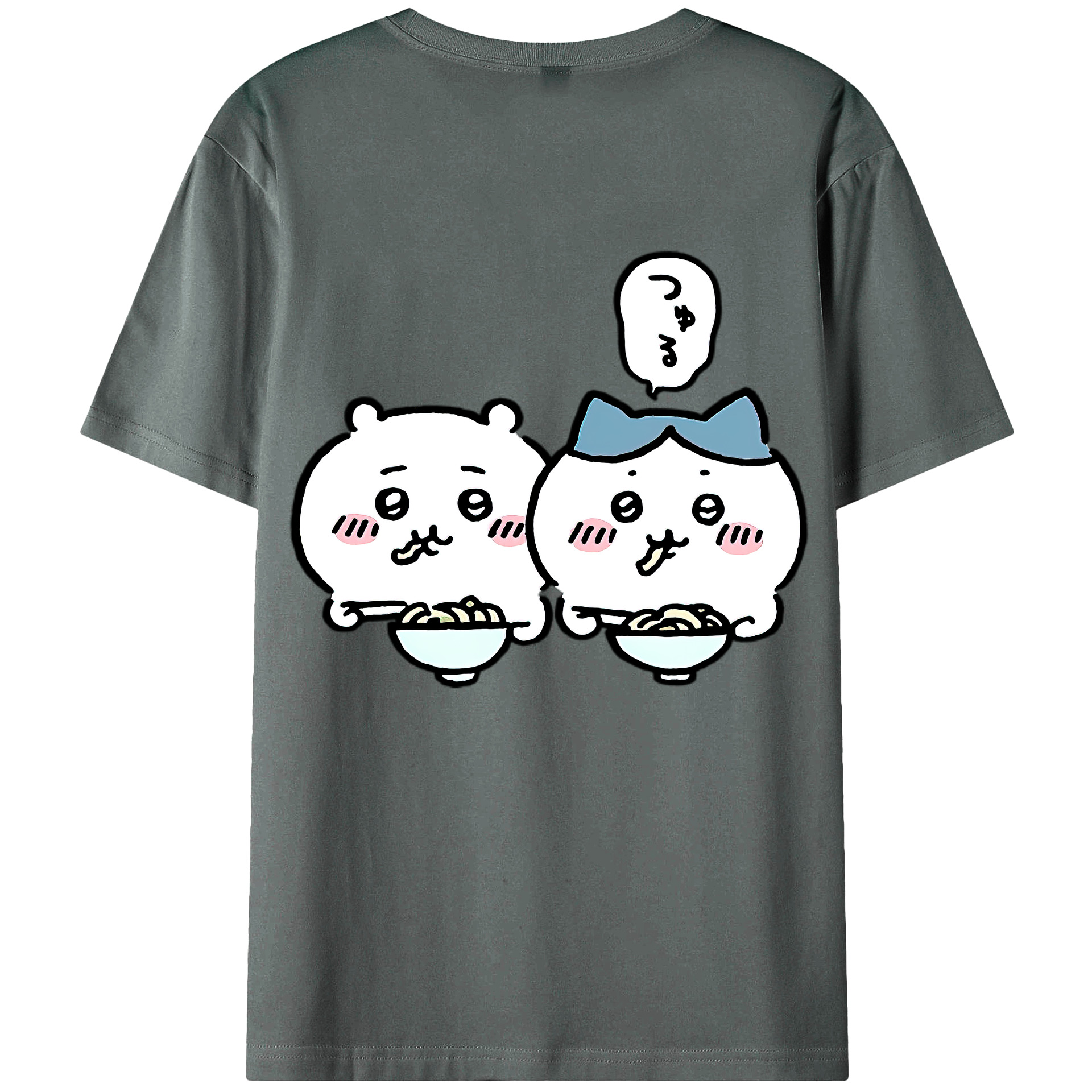 （画像用） ちいかわ ハチワレ Chii-kawa hachiware 綿100％ メンズ半袖Tシャツ（バックプリント） 通気性